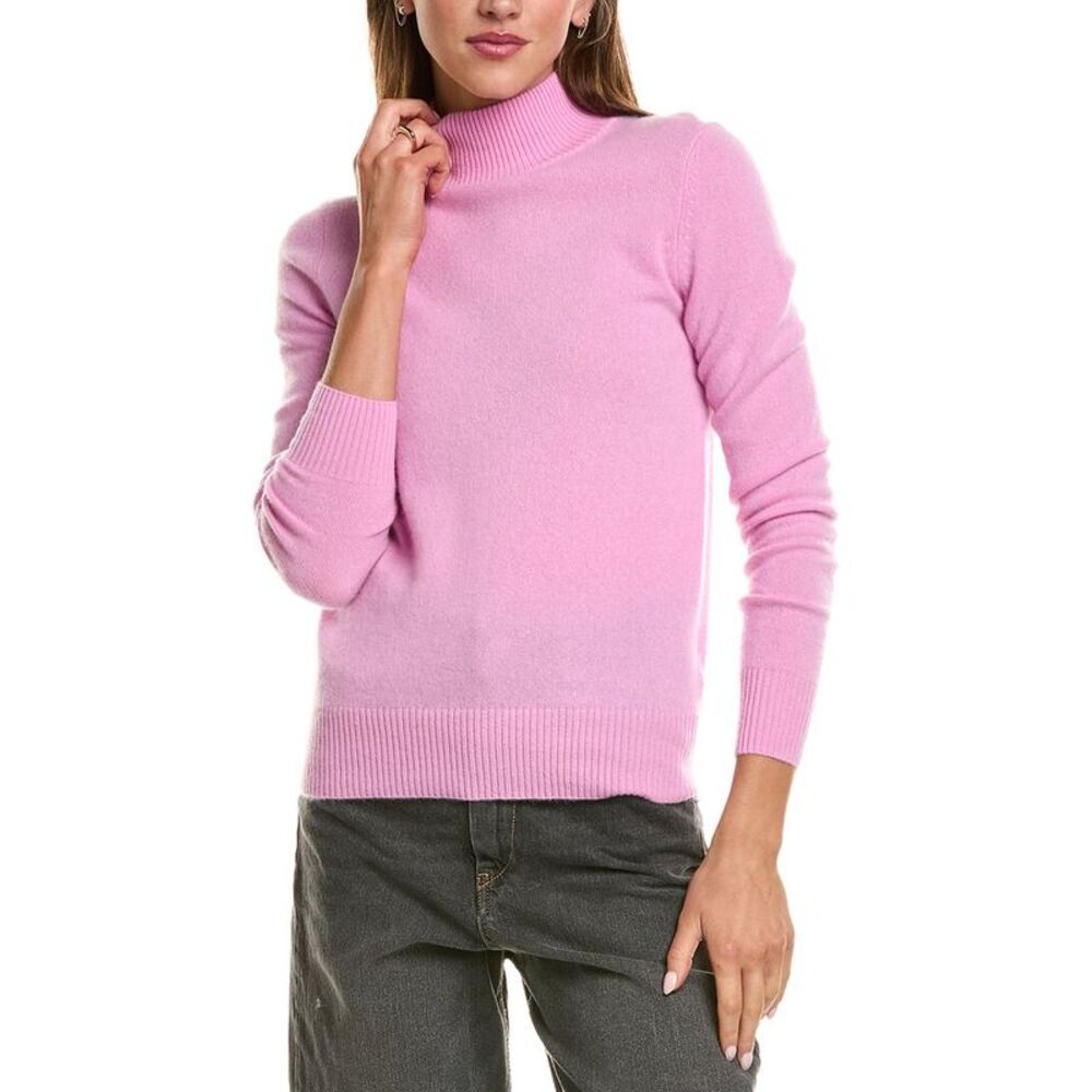 Incashmere Womens Basic Mock Neck 100% Cashmere Sweater, Pink